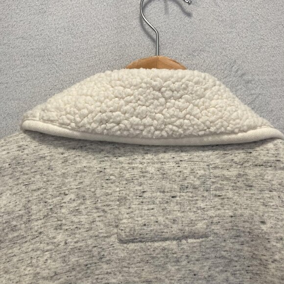 Abercrombie & Fitch Sherpa Lined Open Cardigan Sweater Womens Medium Gray Cream - Picture 12 of 12